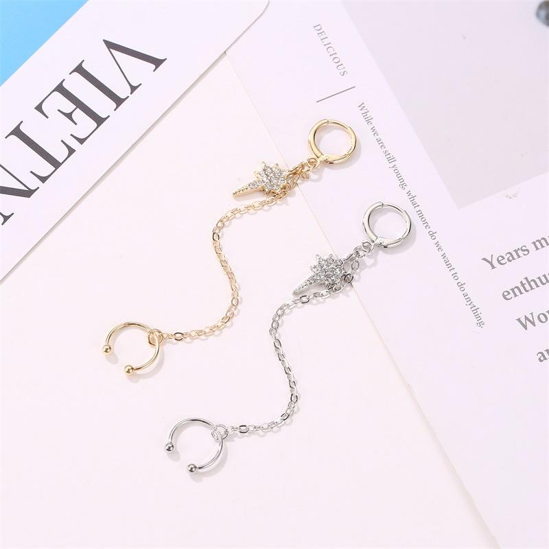 EarringsFashion Tassel Star EarringsLong EarringsWomen's street photography trendy people diamond-encrusted personalized ear bone clip