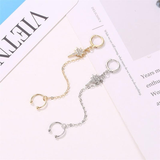 EarringsFashion Tassel Star EarringsLong EarringsWomen's street photography trendy people diamond-encrusted personalized ear bone clip