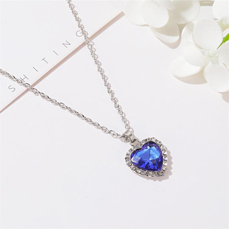 Jewelry Titanic Crystal Gem Heart Necklace Temperament Classic Ocean Heart Necklace