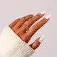 Trendy small fresh stainless steel opening hollow flower adjustable ring