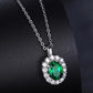 Fashion Women Rhinestone Emerald Gemstone Pendant Necklace Earrings Set Head Jewelry