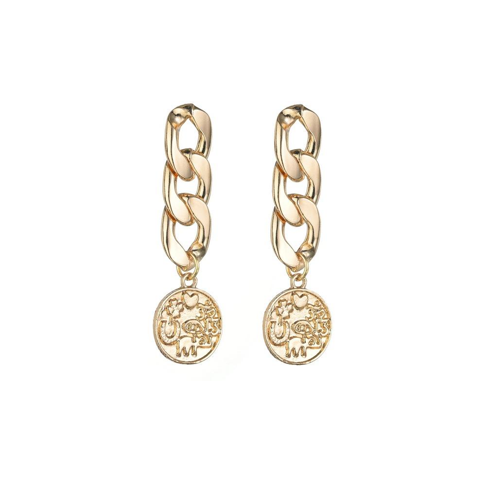 Punk Heavy Metal Chain Earrings Fashion Round Alloy Earrings Women Accessories