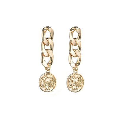 Punk Heavy Metal Chain Earrings Fashion Round Alloy Earrings Women Accessories