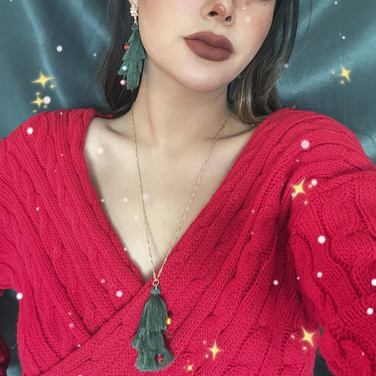 Jewelry Creative Braided Christmas Tree Long Necklace Colorful Imitation Pearl Snowflake Vintage Necklace