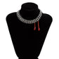 Jewelry Sweet Cool Dark Halloween Red Imitation Crystal Necklace Personality Mesh Chain Necklace
