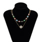 Jewelry Personality Sweet Cool Color Micro-set Eyes Double Layer Necklace Female Simple Cross Chain Necklace