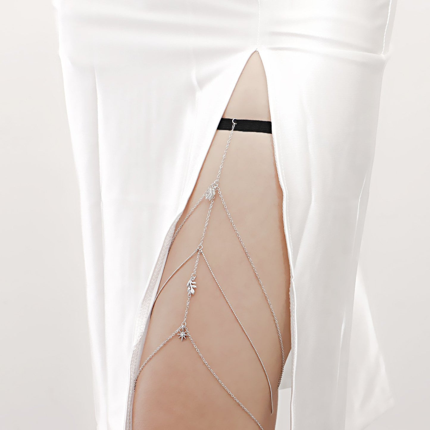 Jewelry Creative Simple Beach Tassel Leaf Thigh Chain Handmade Elastic Belt Sexy Body Chain