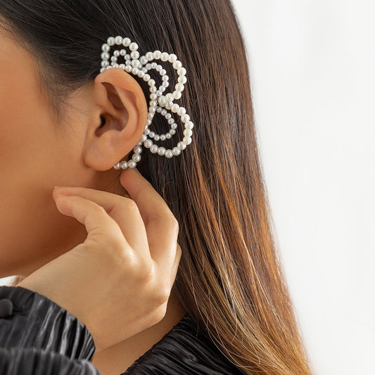 Jewelry Creative Minority Pearl Flower No Ear Piercing Earring Design Sense Beaded Winding Earrings Female