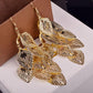 Long Hollow Leaf Earrings Fashion Metal Earrings