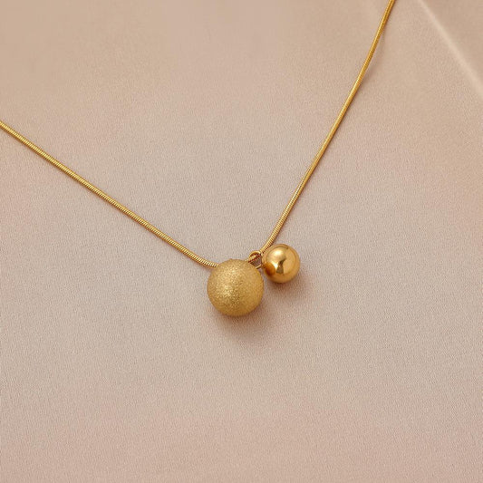 Sexy Simple Stainless Steel Small Golden Bean Necklace Titanium Steel Trendy Elegant Snake Bone Chain Clavicle Necklace For Women