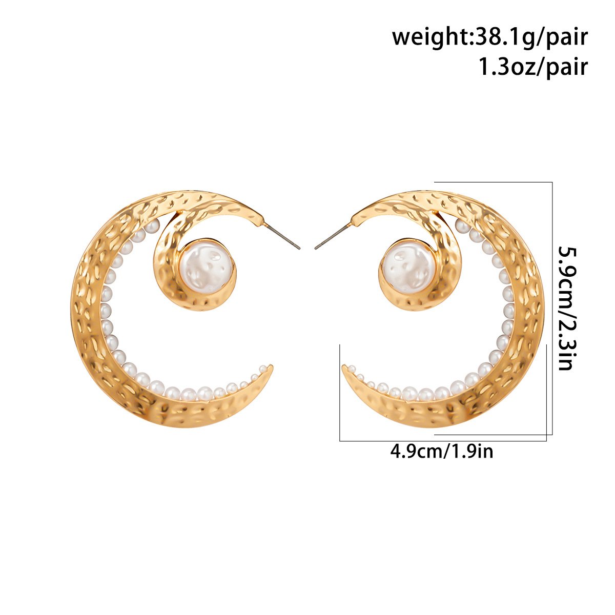 Jewelry temperament cold micro-inlaid imitation pearl crescent moon earrings simple geometric metal earrings for women