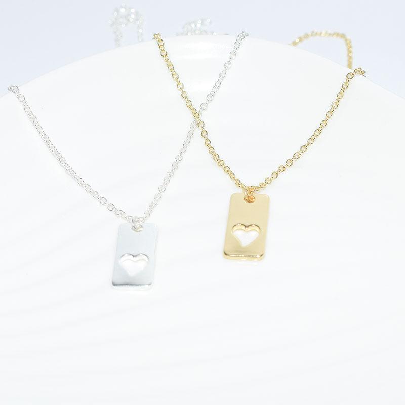 Jewelry Hollow Heart Shaped Geometric Cuboid Necklace Female Pendant Necklace Clavicle Chain