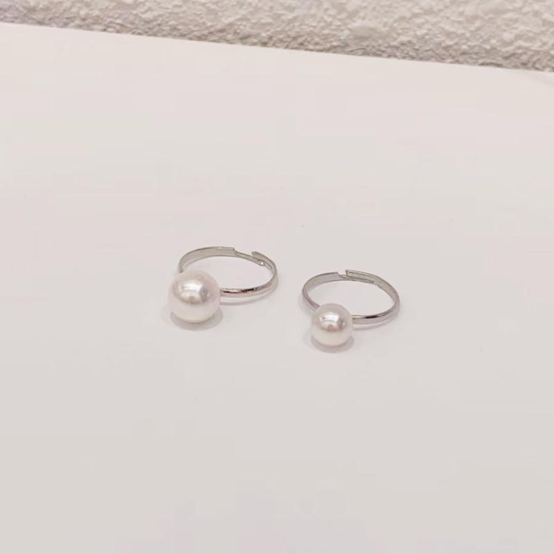 Ins blogger with the same pearl ring index finger ring female opening silver temperament ins all-match ring accessories jewelry