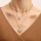 Jewelry trend double-layer micro-inlaid diamond butterfly sun pendant necklace female ins metal pendant