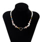 Jewelry Retro Stitching Flower Necklace Temperament Single-layer Mix and Match Multiple Heart-shaped Gravel Necklace Female