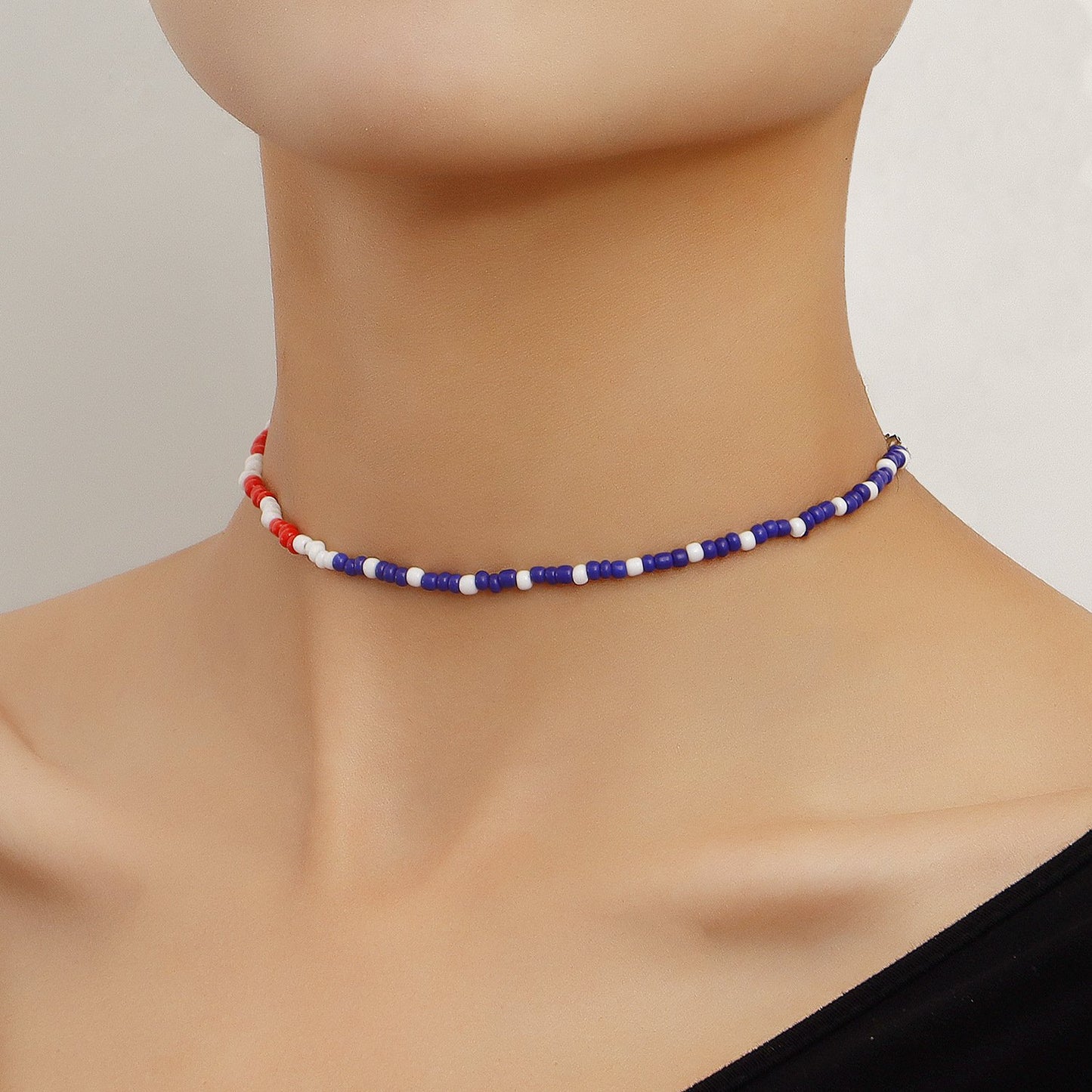 Jewelry simple fashion red blue white necklace female necklace personality all-match cold design sense necklace