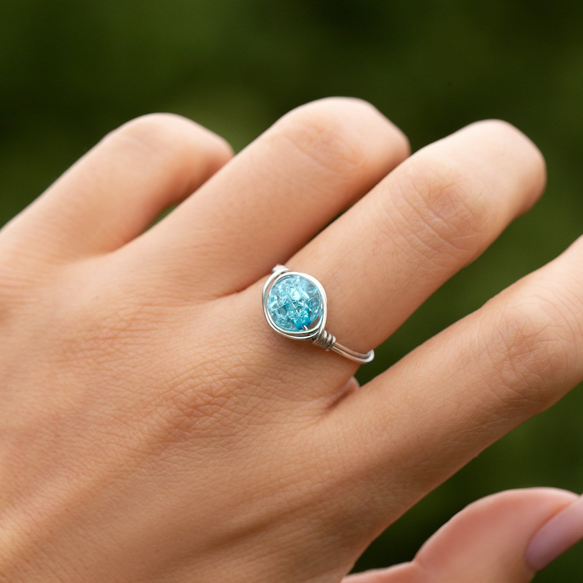 Jewelry Versatile Winding Metal Ring Hand Decoration Personality Simple Color Crack Bead Ring Female
