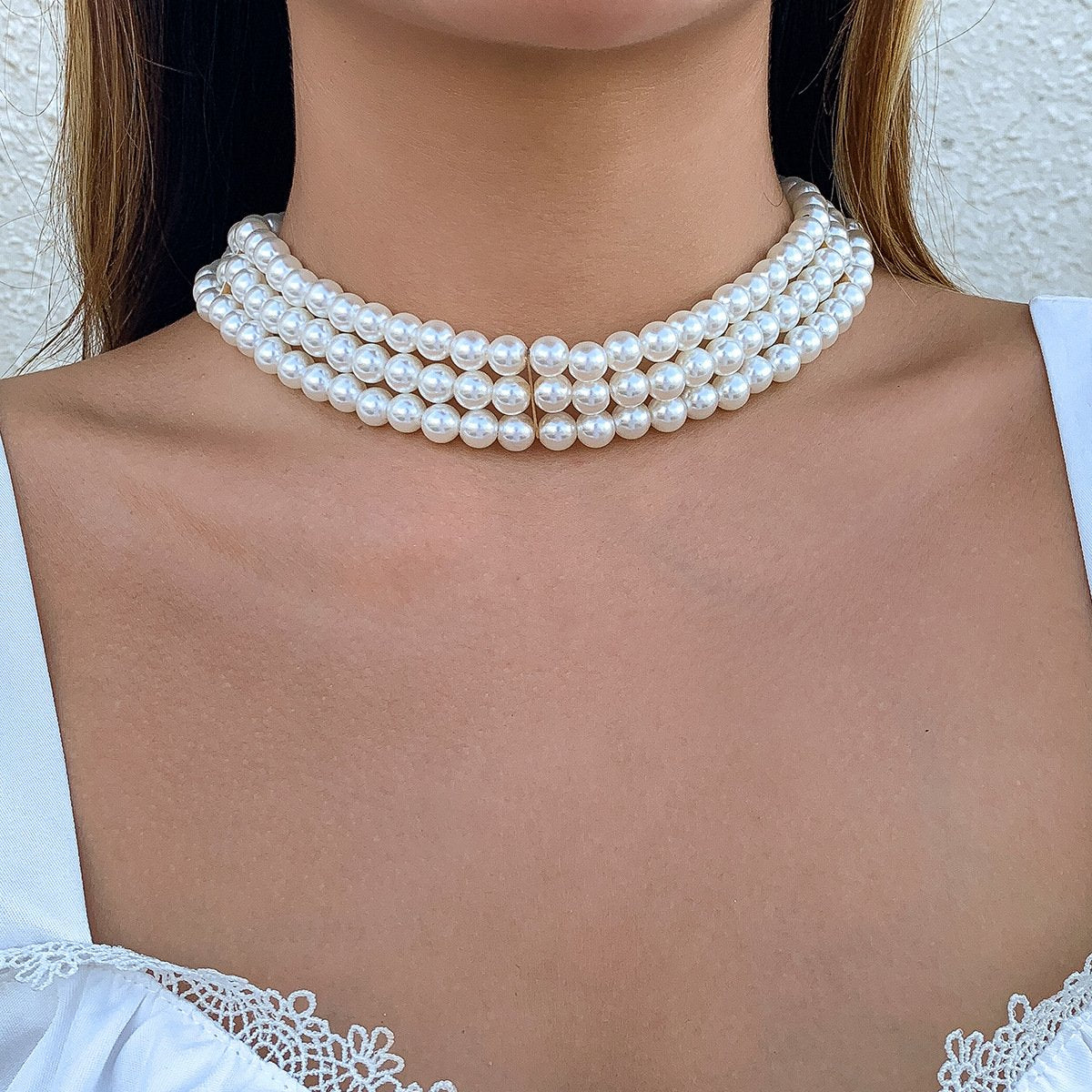 Jewelry Fashion Versatile Multilayer Clavicle Necklace Feminine Indifferent Pearl Beaded Necklace Female