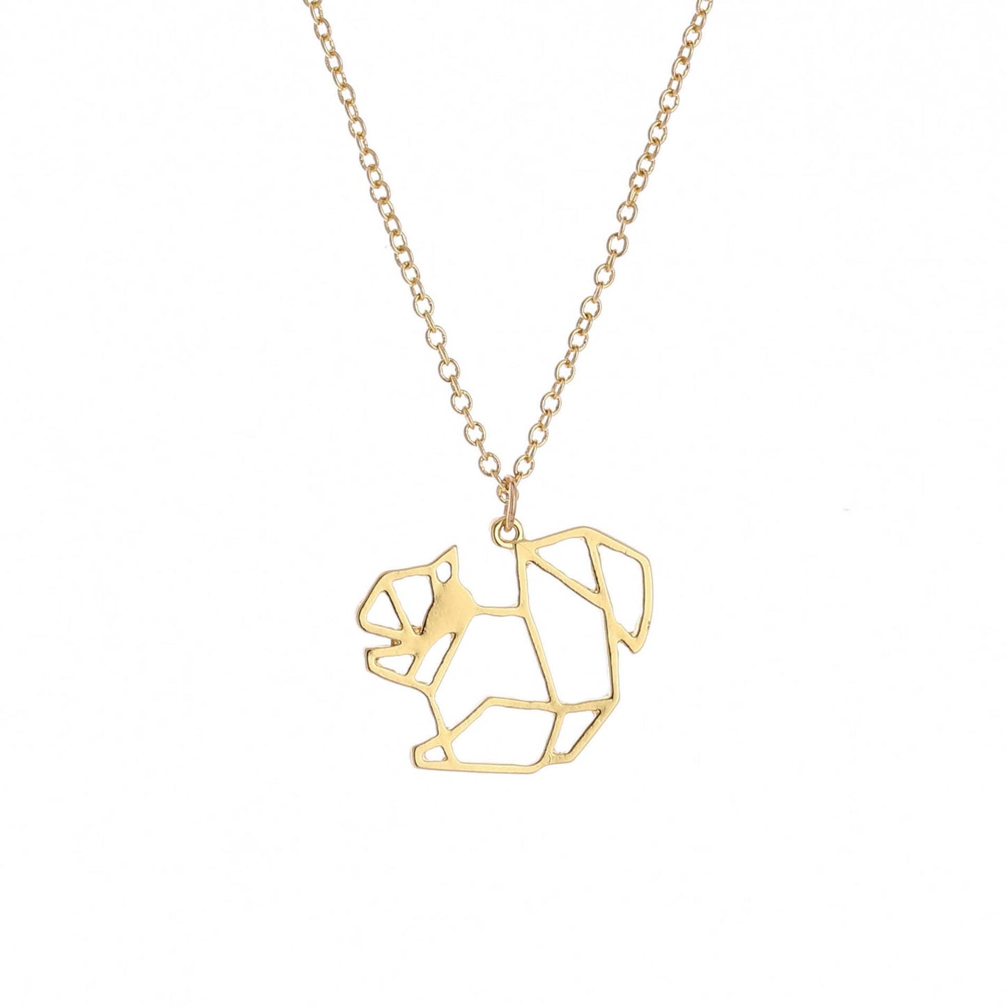 Necklace Cute Hollow Squirrel Necklace Female Geometric Stitching Personality Animal Pendant Clavicle Chain