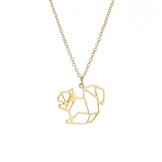 Necklace Cute Hollow Squirrel Necklace Female Geometric Stitching Personality Animal Pendant Clavicle Chain