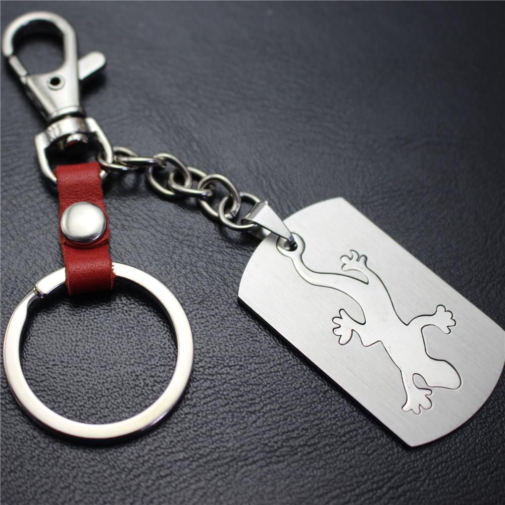 Lizard gecko stainless steel key chain car decoration couple bag key pendant top layer cowhide