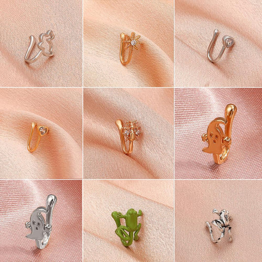 Piercing-free nose clip African retro copper inlaid zircon U-shaped nose stud adjustable piercing jewelry