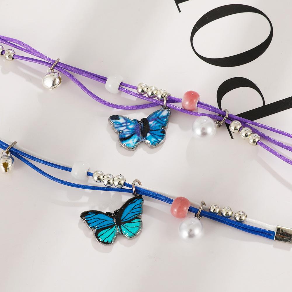 Ins Blue Butterfly Bracelet Female Fashion Temperament Mori Super Fairy Woven Butterfly Bracelet Girlfriend Bracelet