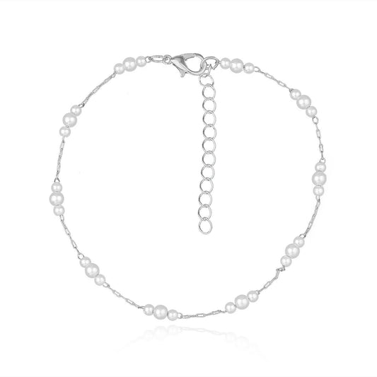 Jewelry size pearl simple alloy anklet women's fashion jewelry handmade beach anklet anklet