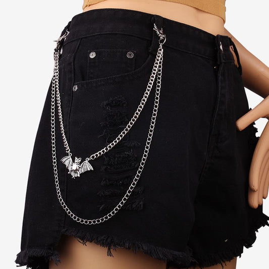 Ins Harajuku Street Shot Metal Double Chain Waist Chain Hip Hop Cool Batman Pendant Pants Chain