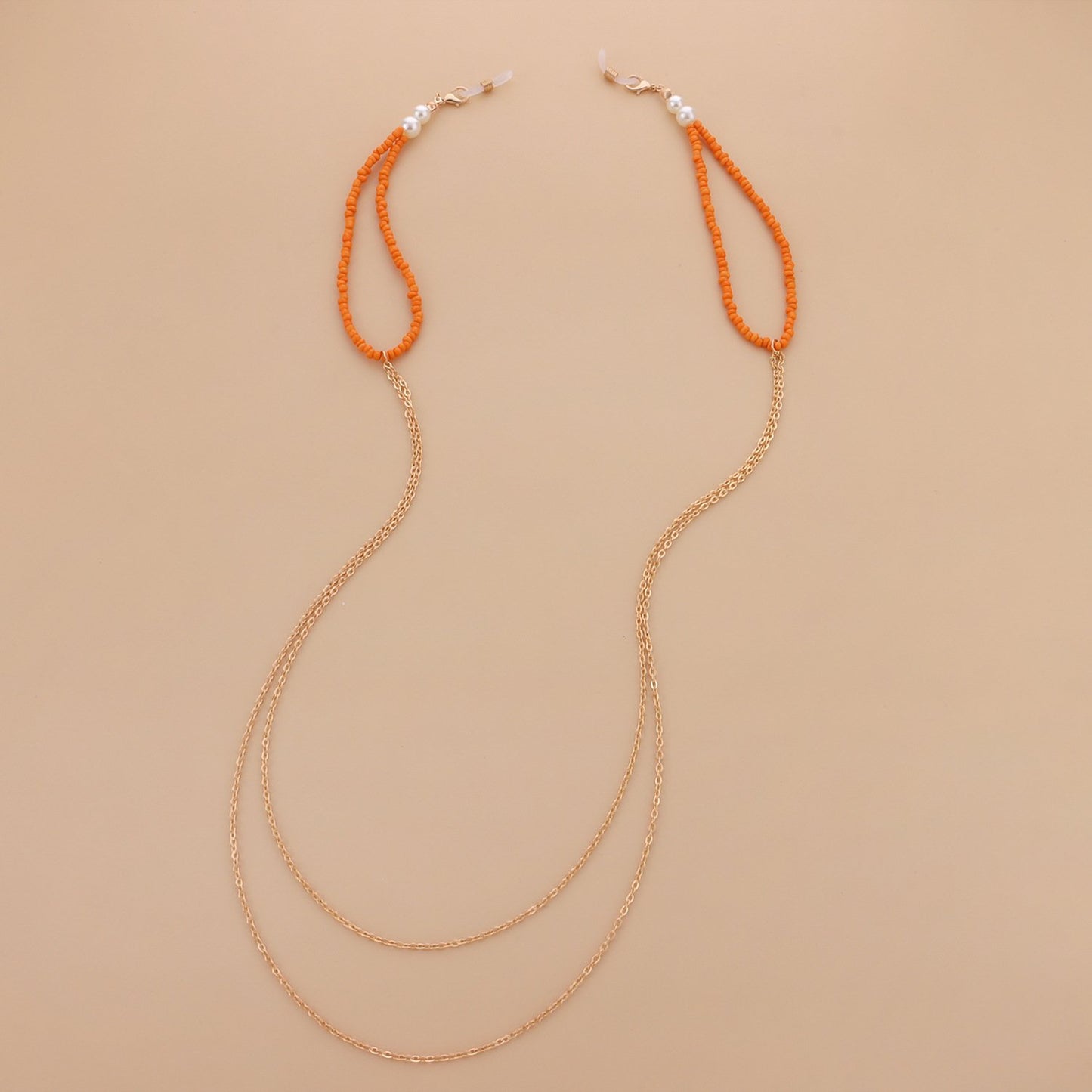 Jewelry Ladies Orange Beads Trend Glasses Chain Simple Personality Mask Accessories