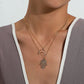 Jewelry Hollow Crescent Moon Fatima Hand Pendant Necklace Female Personality Adjustable Multilayer Necklace