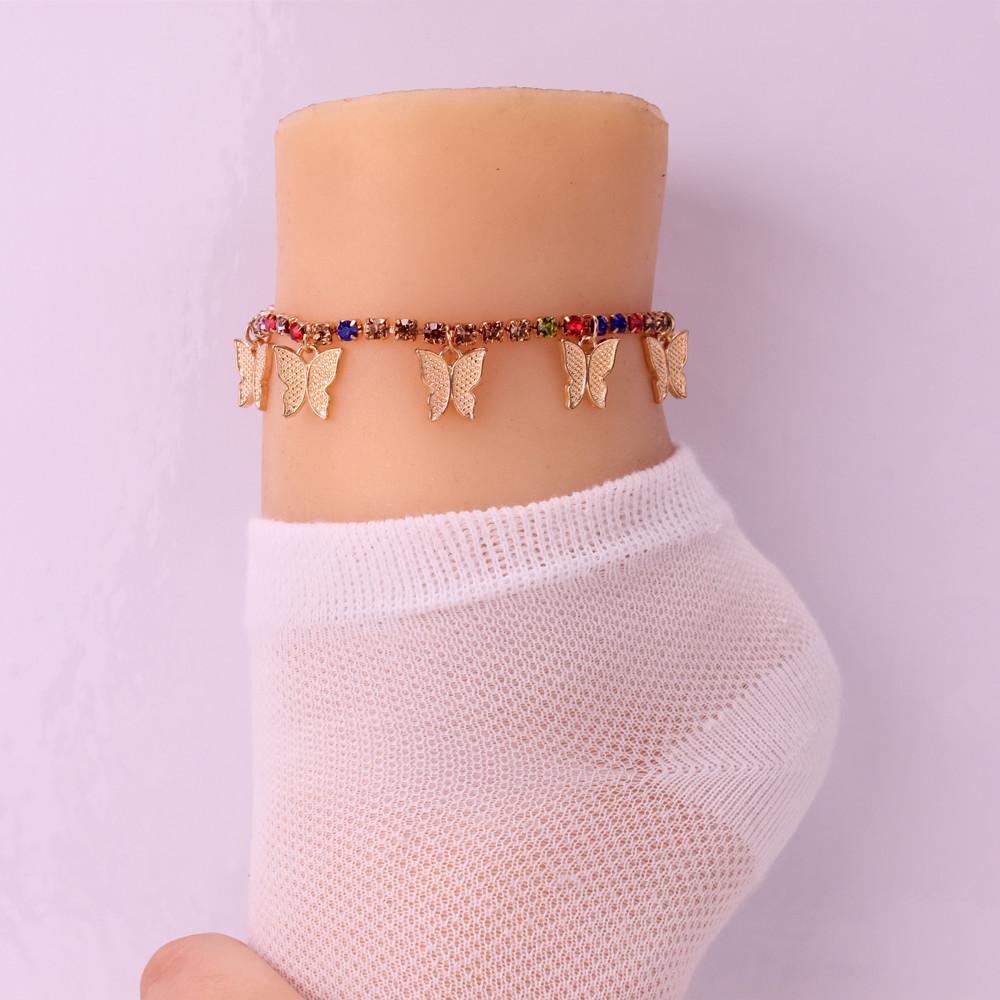 Simple temperament, all-match sweet forest thick chain anklet personality fashion niche design sense butterfly anklet