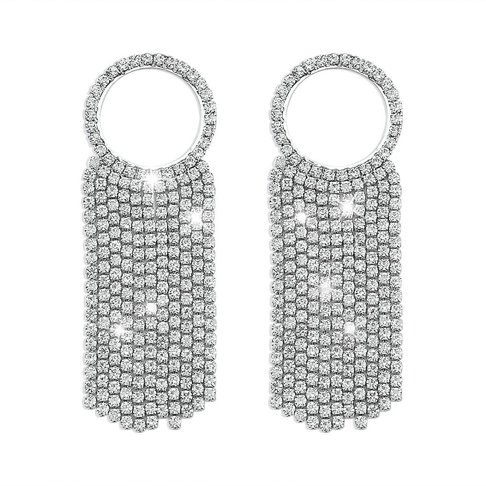 E1131 Tassel Full Diamond Earrings Fashion Retro Personality Earrings Alloy Creative Long Earrings