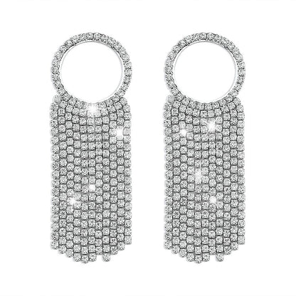 E1131 Tassel Full Diamond Earrings Fashion Retro Personality Earrings Alloy Creative Long Earrings