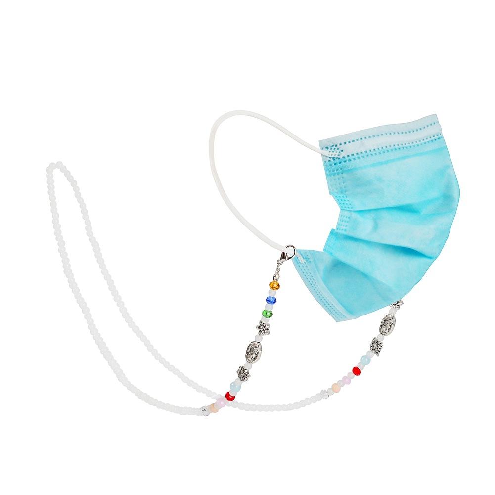 Mask anti-lost hanging chain creative glass beads retro mix and match mask lanyard fashion colorful bead chain