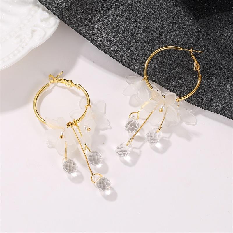 Fashion Crystal Flower Earrings Temperament Versatile Fairy Stud Earrings Dongdaemun Jewelry
