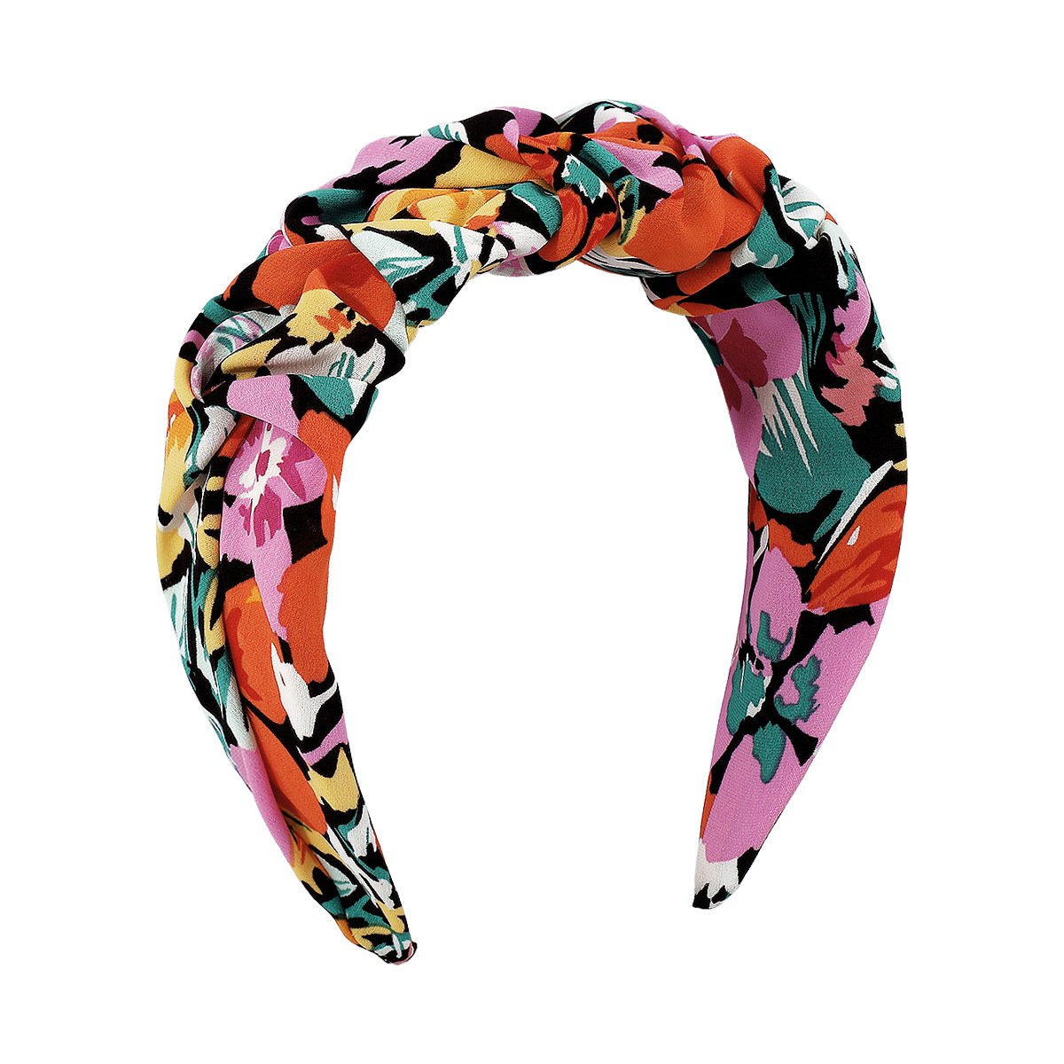 F4456 Exaggerated national floral headband fabric fold printing street style headband female