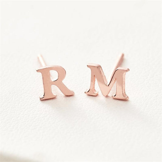 Stainless steel personalized small letter earrings creative 26 small letter earrings