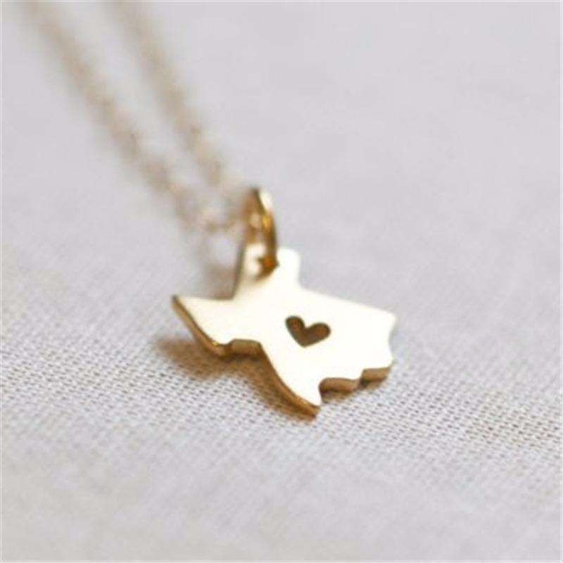 Popular Jewelry Texas Map Necklace Women Pendant Clavicle Chain