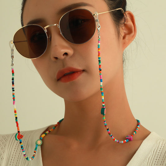 Jewelry multi-element fruit shape rice bead glasses chain women's fashion colorful mask non-slip lanyard
