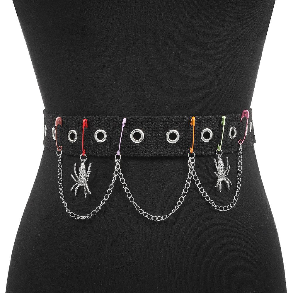 C265 Punk Exaggerated Waist Decoration Street Shot Butterfly Spider Pendant Waist Chain Simple Casual Fashion Belt