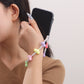 Ornament Cartoon Warm Color Exaggerated Geometric Heart Pearl Phone Chain Acrylic Accessories Ornament