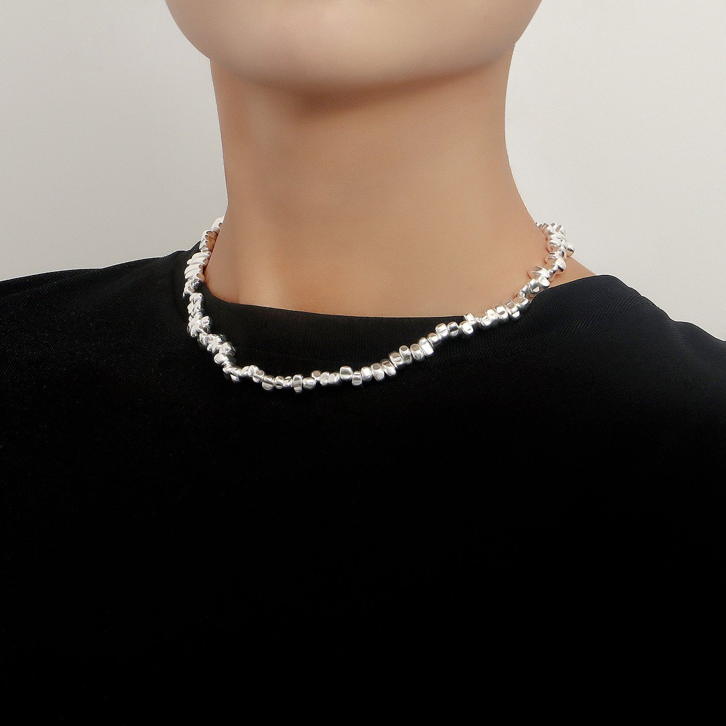 Jewelry Broken Silver Few Two Sparkling Cold Sweater Chain Necklace Trendy Cool Design Necklace