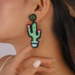 E143 Bohemian Ethnic Earrings Cactus Beaded Sequins Retro Exaggerated Geometric Earrings