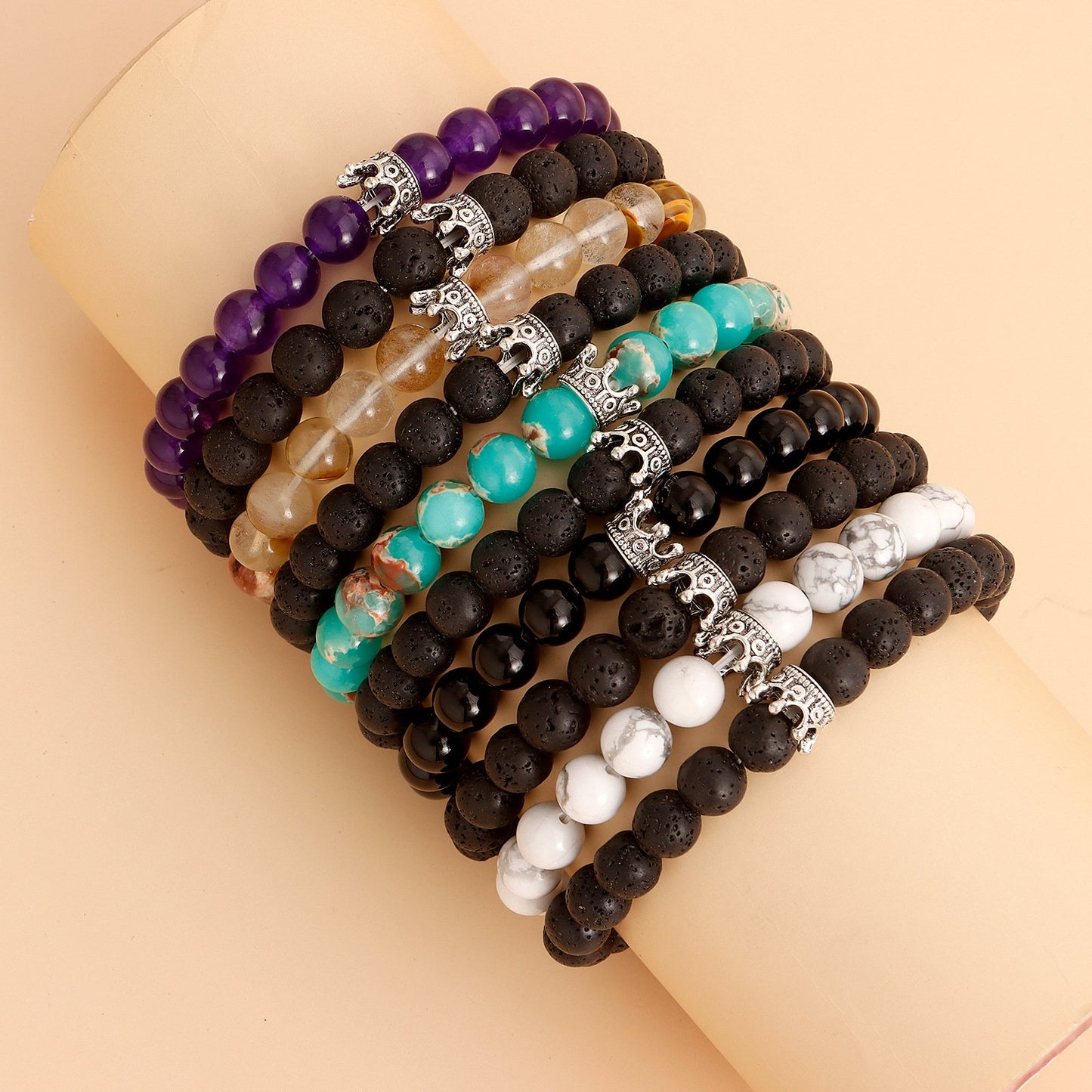 Jewelry Valentine's Day Magnet Beaded Bracelet Agate Volcanic Stone Couple Set Bracelet