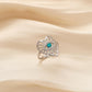 Niche Trend Stainless Steel Opening Adjustable Hollow Heart Eye Ring Versatile Fashion Jewelry