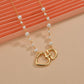 Fashion Alloy Peach Heart Pendant Necklace Simple Imitation Pearl Necklace Accessories