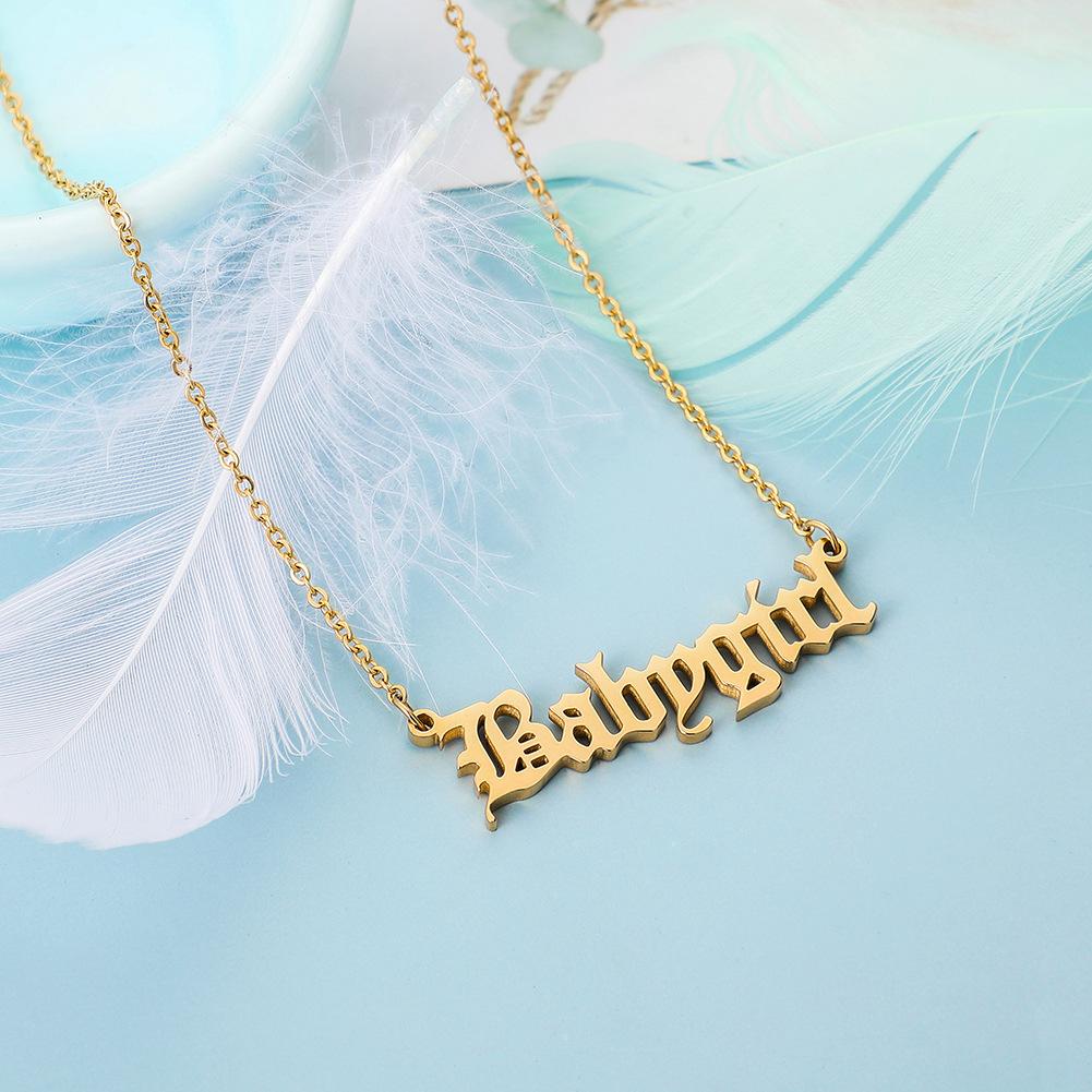 Fashion Items Jewelry Versatile Stainless Steel Pendant Cut Gold Alphabet Necklace