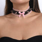 N1283 Exaggerated Punk Sexy Necklace Rivet Lace Bow PU Collar Short Night Necklace
