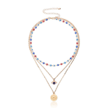 Jewelry custom multi-layer devil's eye pendant necklace female fashion exaggerated trend eye necklace